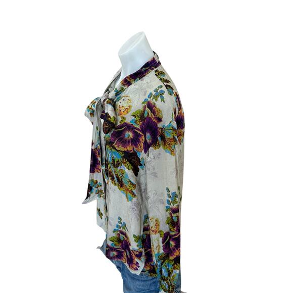 Tory Burch Floral Bow Blouse Top SIZE 6 Work Career Designer Tie Neck $448 - Picture 10 of 13